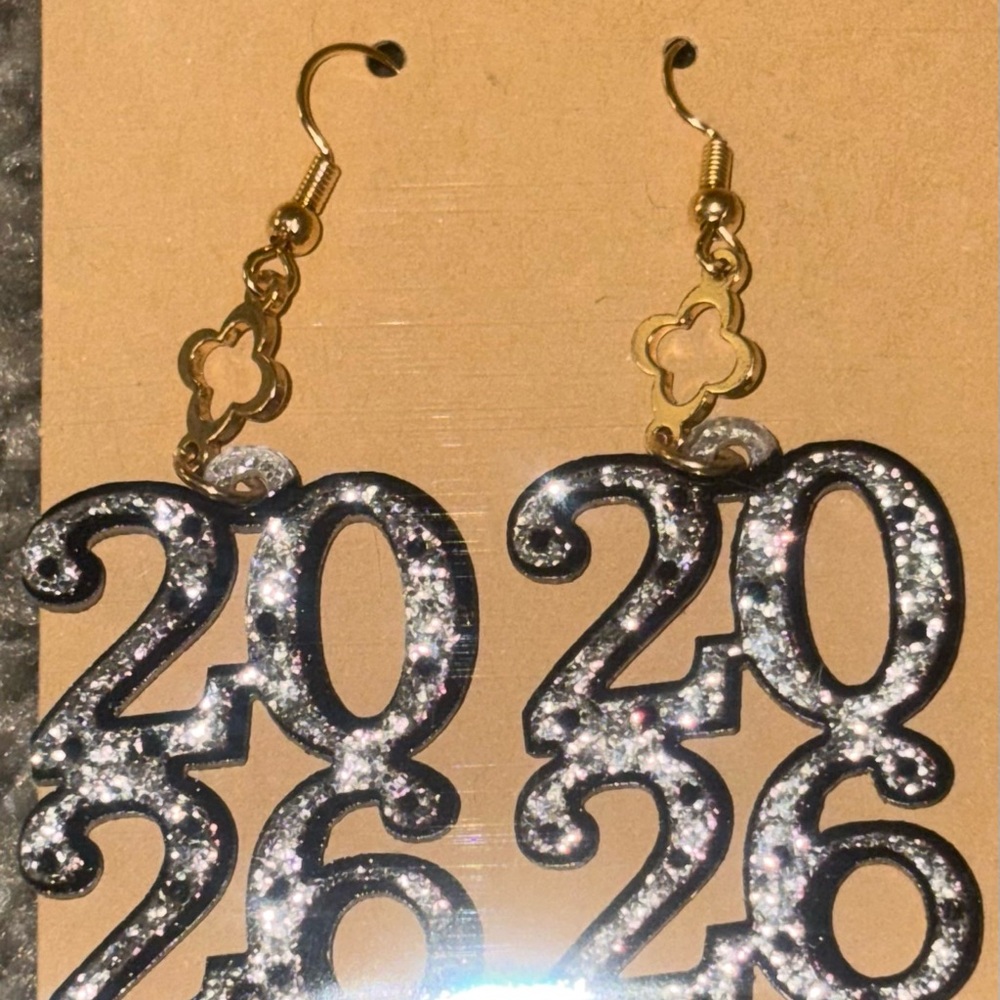 Gold and Silver 2026 Dangle Earrings